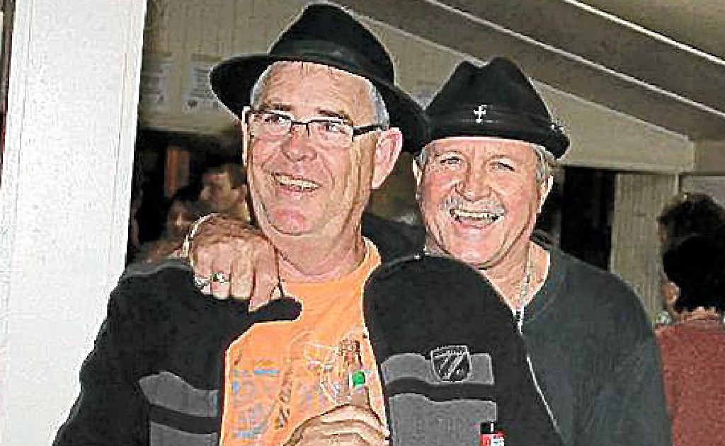 Dave Henry and Pop Standen share a joke at the rock and blues night. Dave Henry and Pop Standen share a joke at the rock and blues night.